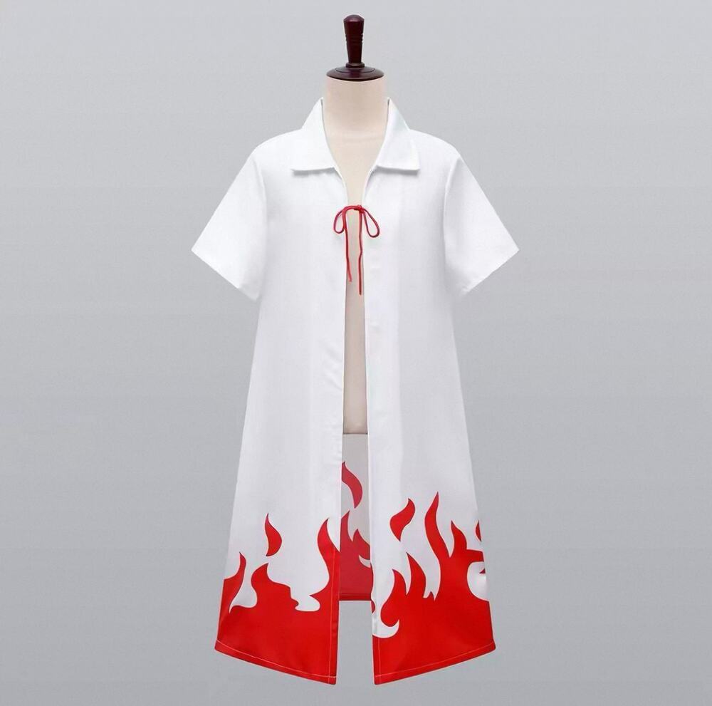 Naruto Fourth Hokage Minato Cosplay Cloak, White Short‑Sleeve Anime Costume Cape
